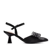 Leslie, Rhinestone Bow Ankle Strap Pump