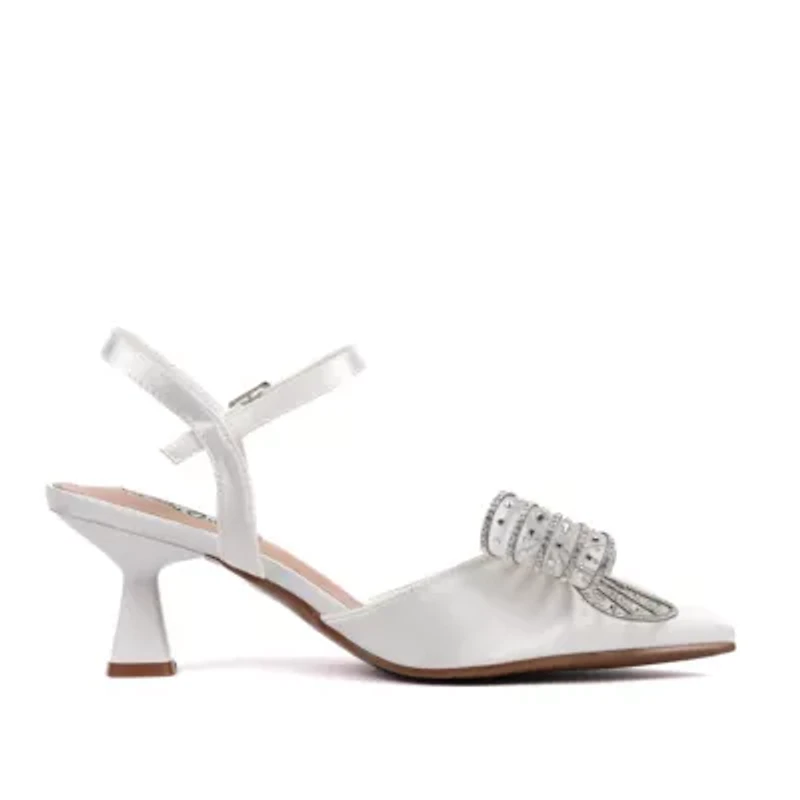 Leslie, Rhinestone Bow Ankle Strap Pump