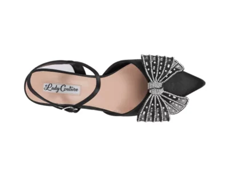 Leslie, Rhinestone Bow Ankle Strap Pump