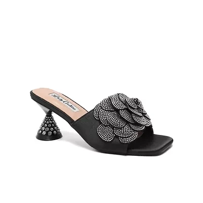 Petal, Large Rhinestone Flower Slide With Heel