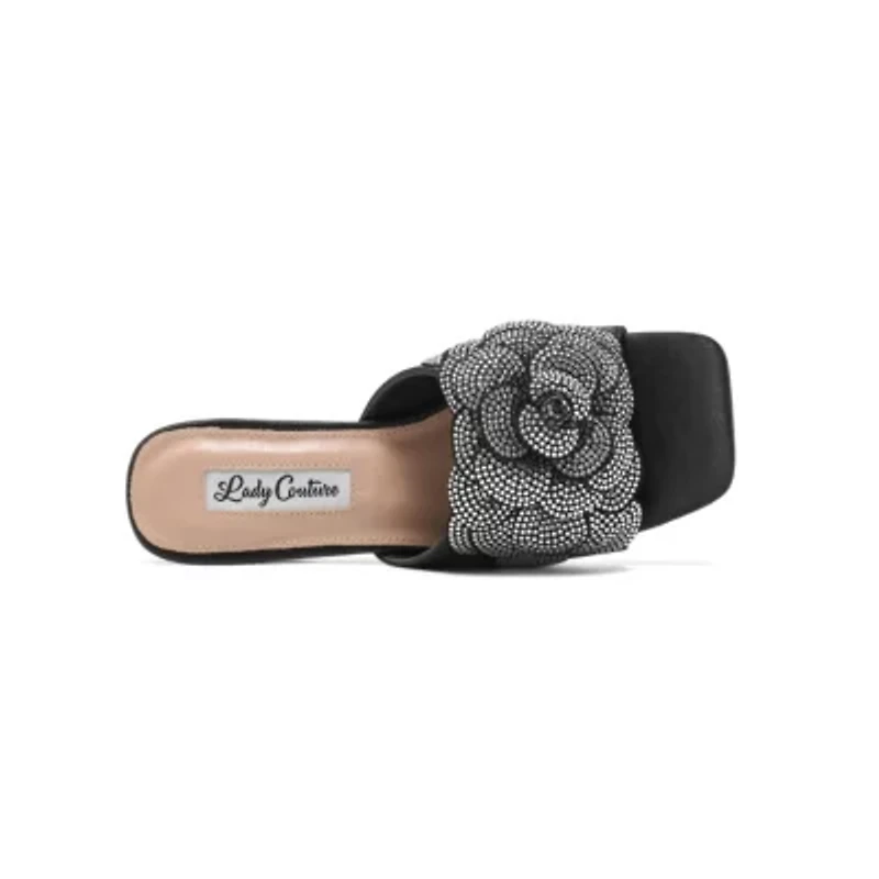 Petal, Large Rhinestone Flower Slide With Heel