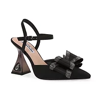 Milly, Rhinestone Bow Metallic Jewel Heel Ankle Strap Pump