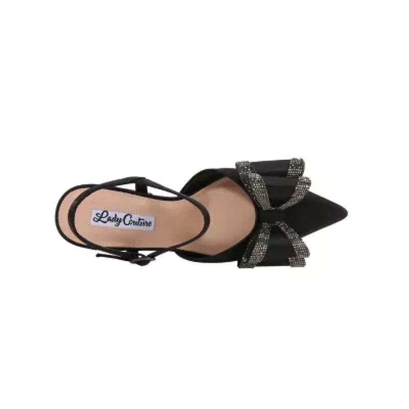 Milly, Rhinestone Bow Metallic Jewel Heel Ankle Strap Pump