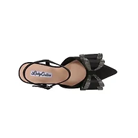 Milly, Rhinestone Bow Metallic Jewel Heel Ankle Strap Pump