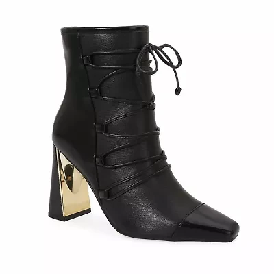 Farah, Lace Up Metal Heel Bootie