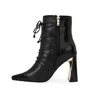 Farah, Lace Up Metal Heel Bootie