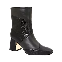 Leah, Multi Patchwork Metal Trim Heel Bootie