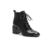 Fantastic, Croc Patent Lace-Up Bootie