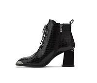 Fantastic, Croc Patent Lace-Up Bootie