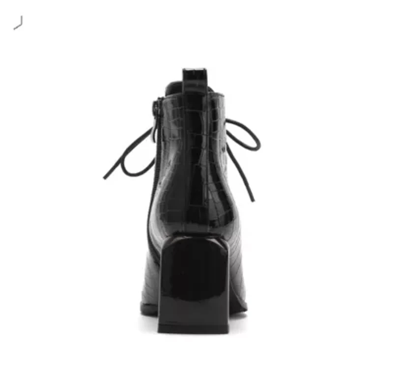 Fantastic, Croc Patent Lace-Up Bootie