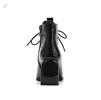 Fantastic, Croc Patent Lace-Up Bootie