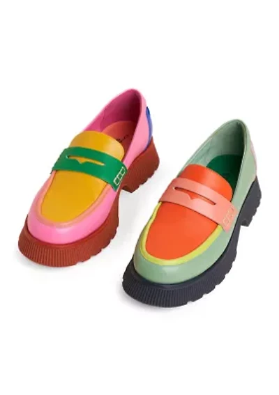 Adam Mismatch Lug Sole Penny Loafers