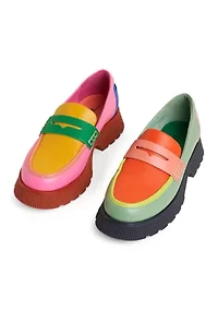 Adam Mismatch Lug Sole Penny Loafers