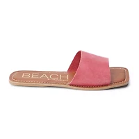 One band square toe slide sandal.