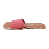 One band square toe slide sandal.
