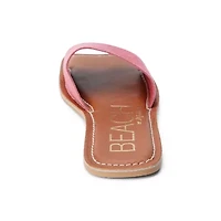 One band square toe slide sandal.