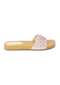 Vegan One-Band Sandals with Flower Appliqué