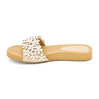 Vegan One-Band Sandals with Flower Appliqué