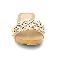 Vegan One-Band Sandals with Flower Appliqué