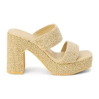 Vegan, two band platform with squared off toe.