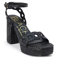 Vegan, platform heeled sandal with scallop and cut-out detail.