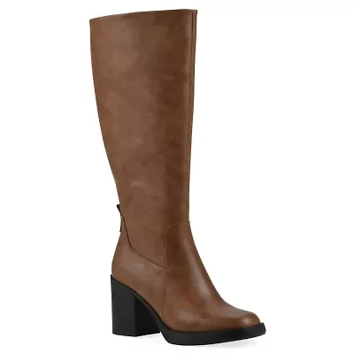 Mackle Tall Shaft Wide Calf Block Heel Boot