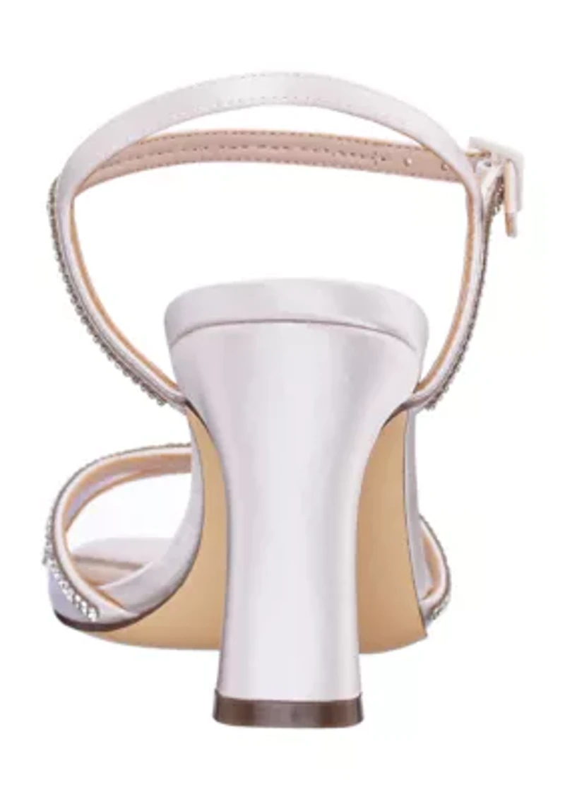 Crystal Satin Mesh Stiletto Heel Sandals