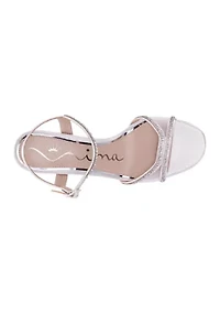 Crystal Satin Mesh Stiletto Heel Sandals
