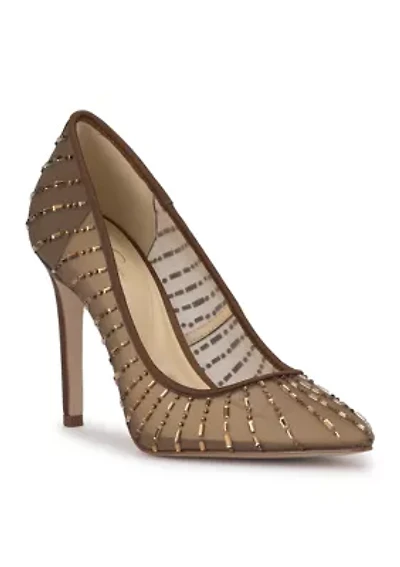 Piviano Rhinestone Mesh Pumps