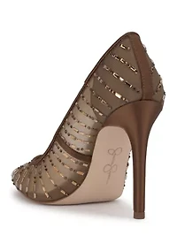 Piviano Rhinestone Mesh Pumps
