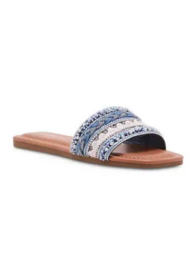 Thread Embellished Single Band Sandals