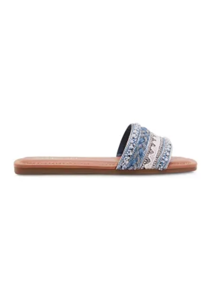 Thread Embellished Single Band Sandals