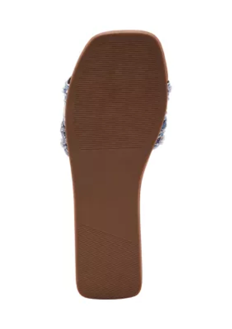 Thread Embellished Single Band Sandals