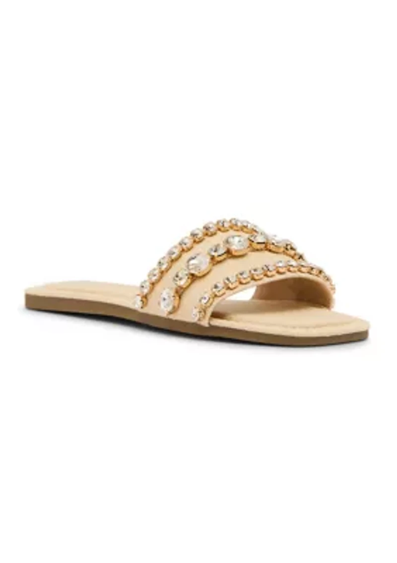 Toast Jeweled Slide Sandals