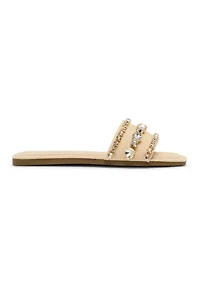 Toast Jeweled Slide Sandals
