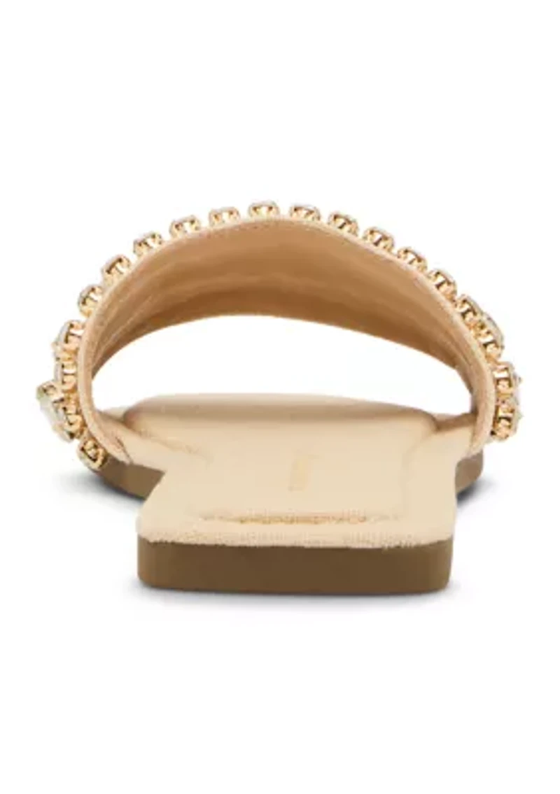 Toast Jeweled Slide Sandals