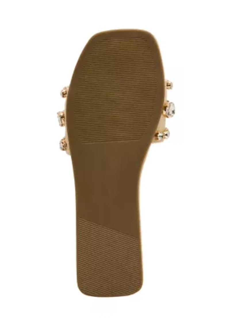 Toast Jeweled Slide Sandals