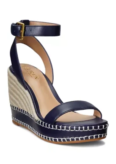 Hilarie Burnished Leather Espadrille Sandals