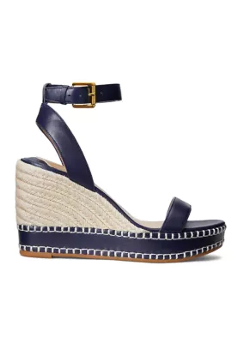 Hilarie Burnished Leather Espadrille Sandals