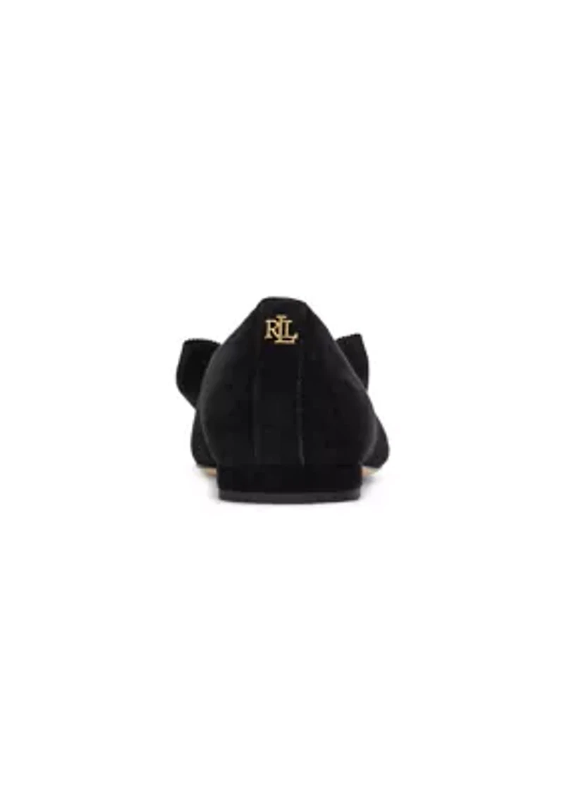 Londyn Bow-Trim Suede Ballet Flats