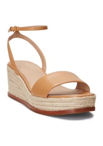 Leona Nappa Leather Espadrille Wedge Sandals