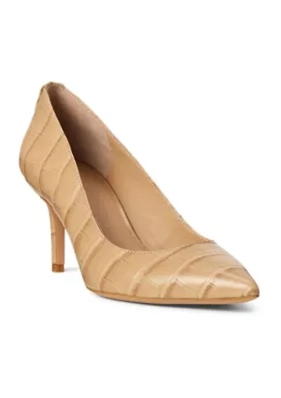 Lanette Crocodile-Embossed Leather Pumps