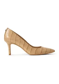 Lanette Crocodile-Embossed Leather Pumps