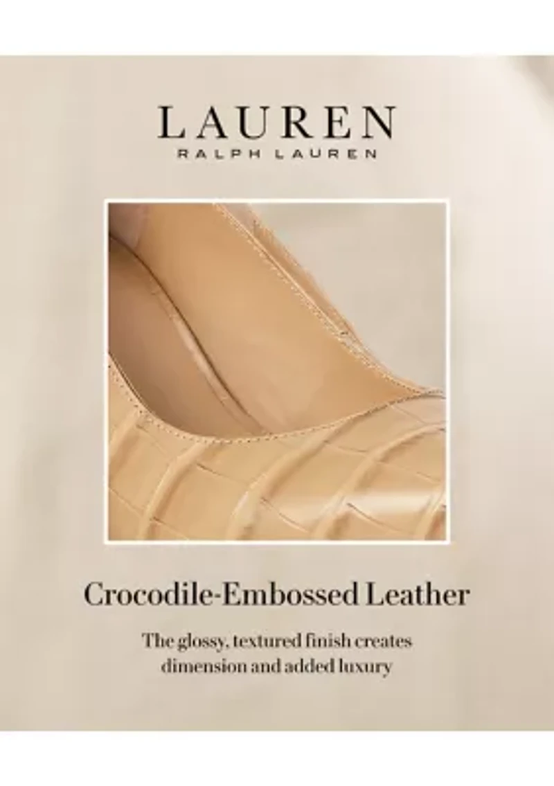 Lanette Crocodile-Embossed Leather Pumps