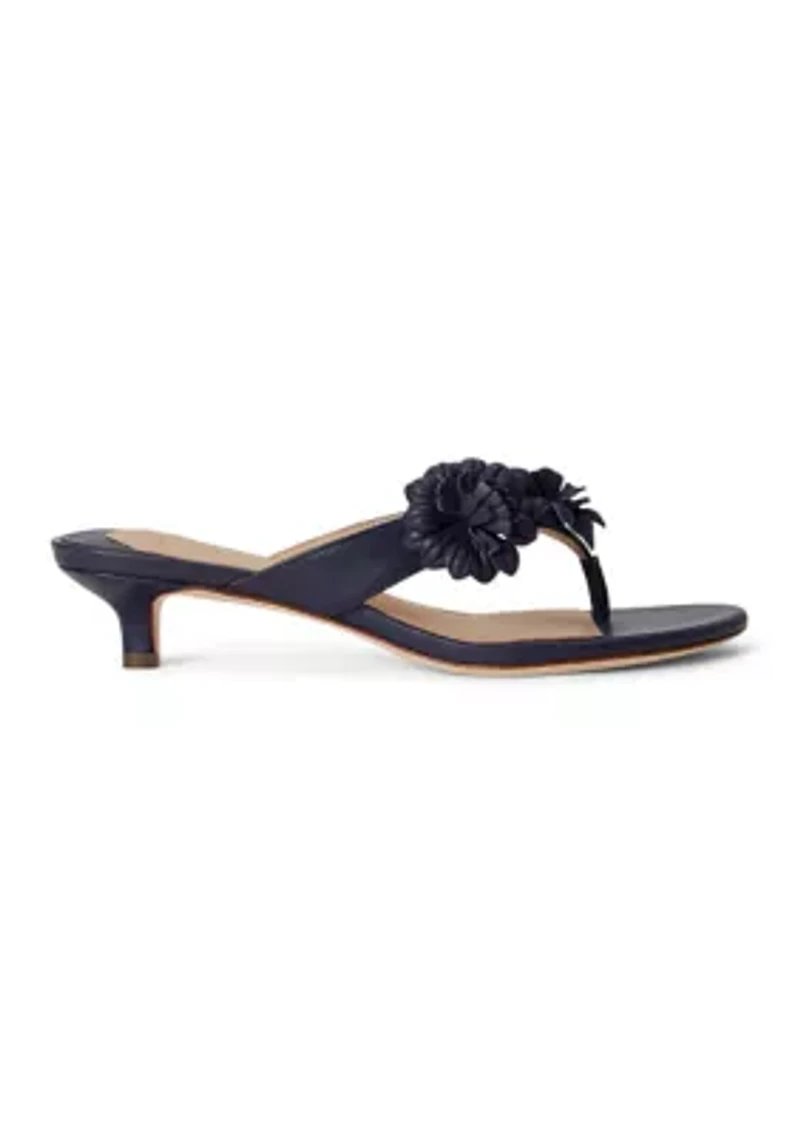 Francesca Floral-Trim Nappa Sandals