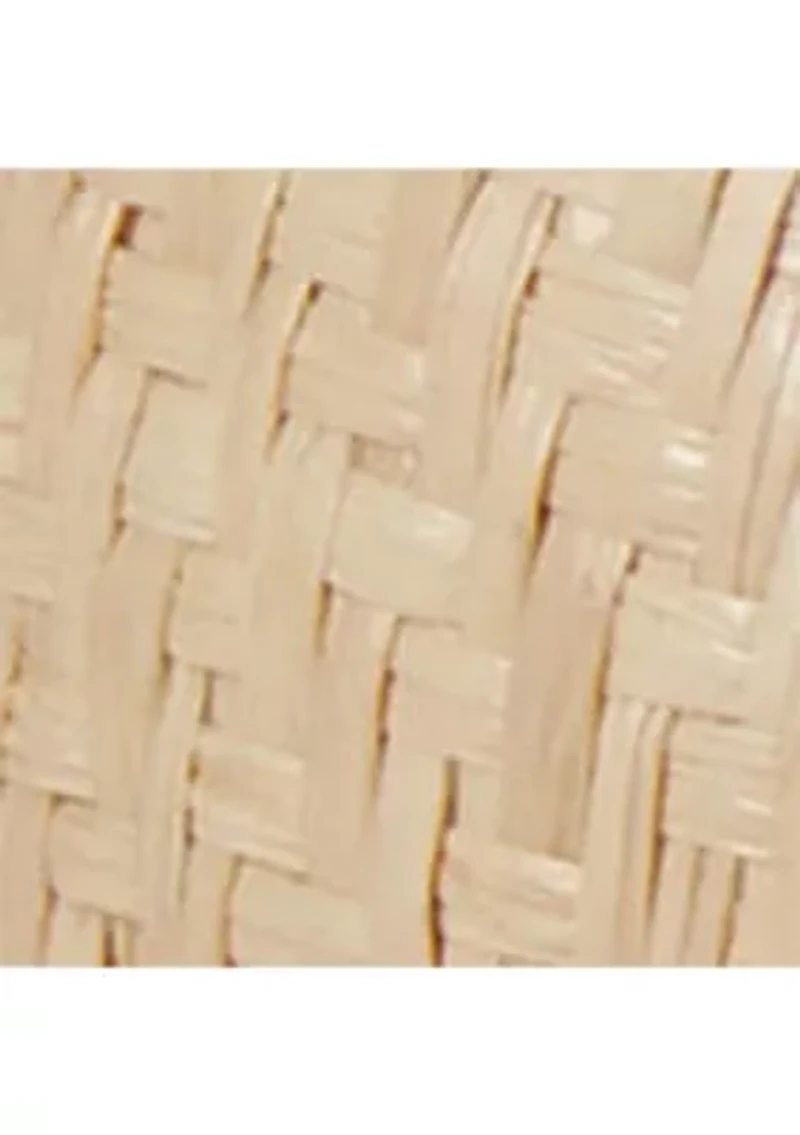 Allie Mid-Heel Floral-Trim Raffia Sandals