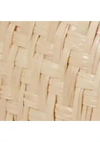 Allie Mid-Heel Floral-Trim Raffia Sandals