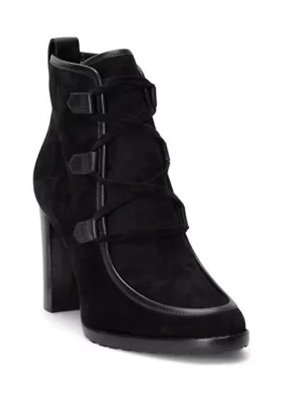 Mabel Leather Trim Suede Booties