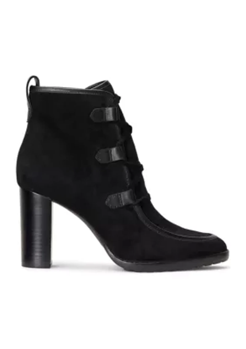 Mabel Leather Trim Suede Booties