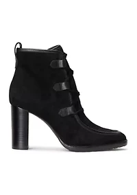 Mabel Leather Trim Suede Booties